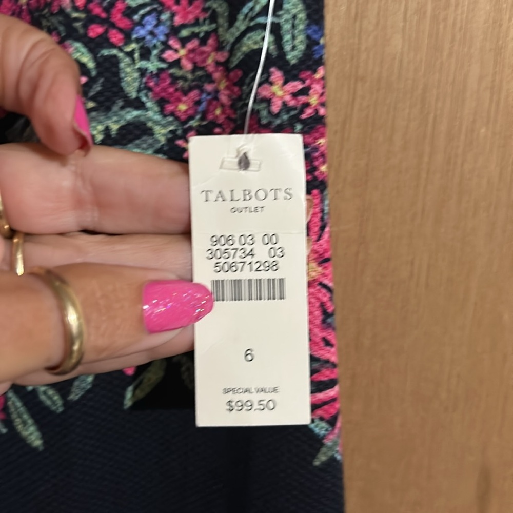 NWT Talbots Pink and Black Floral Mini Dress - Picture 3 of 6